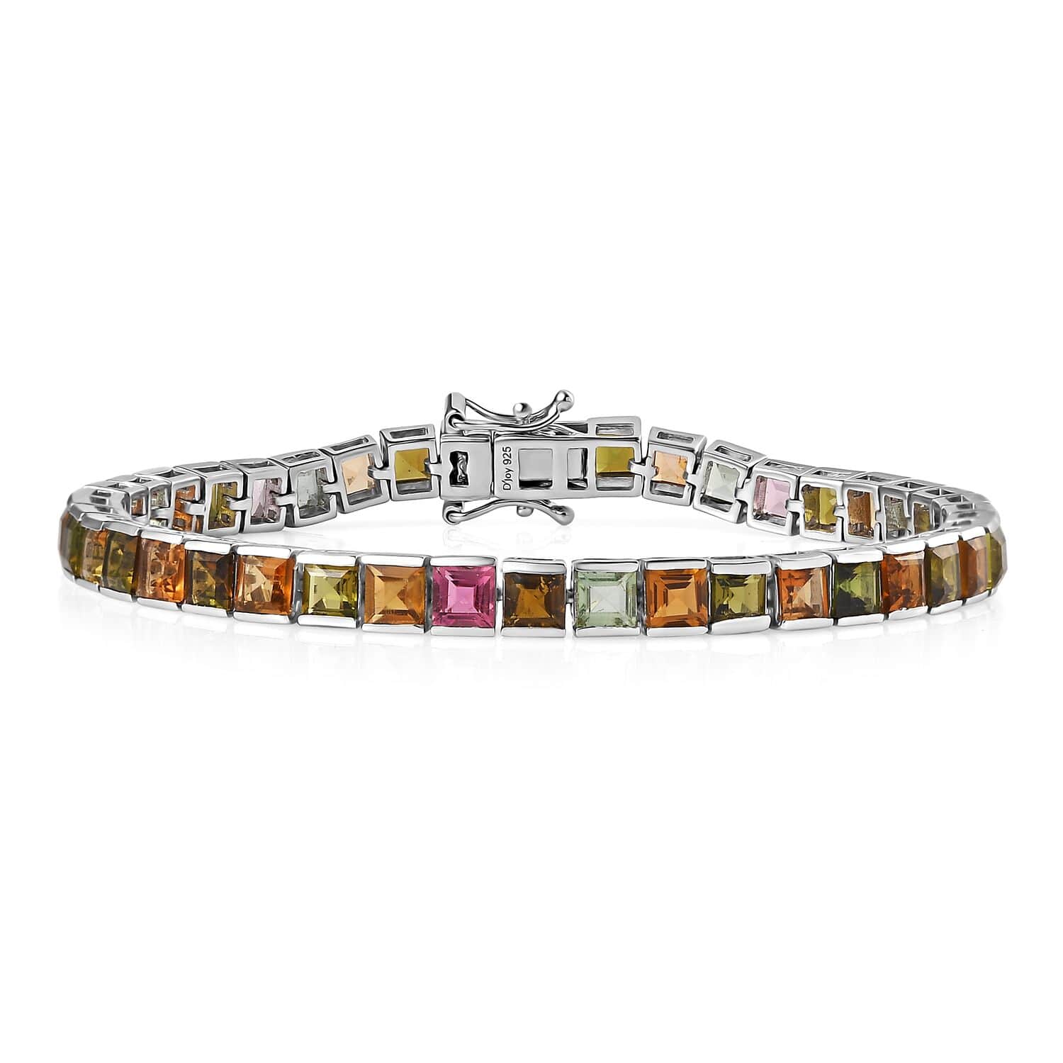 Signed 925 hotsell Gold Over Sterling Silver Multicolor Princess Cut Tennis Bracelet