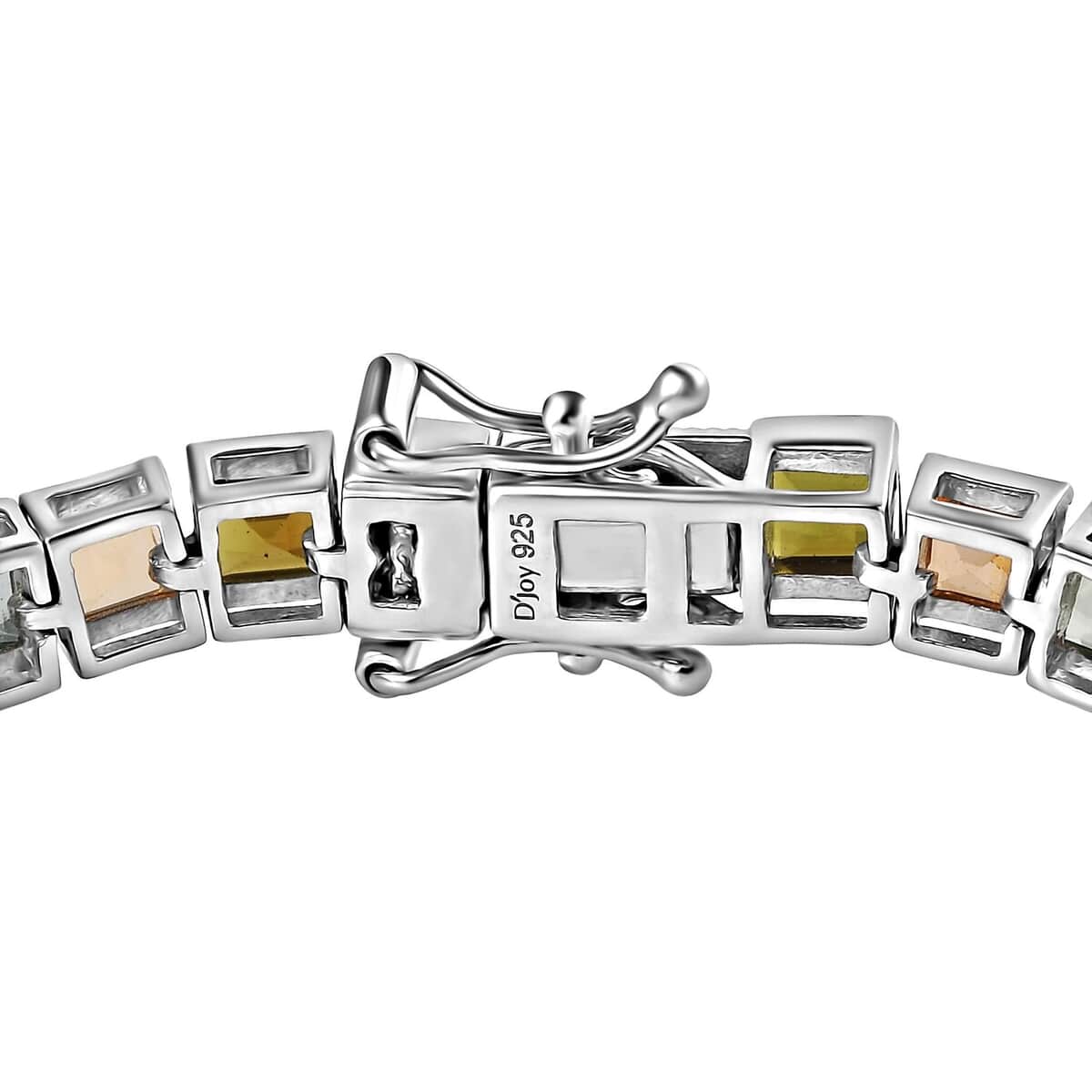 Princess Cut Multi-Tourmaline14.15 ctw Tennis Bracelet in Platinum Over Sterling Silver (7.25 In) image number 3