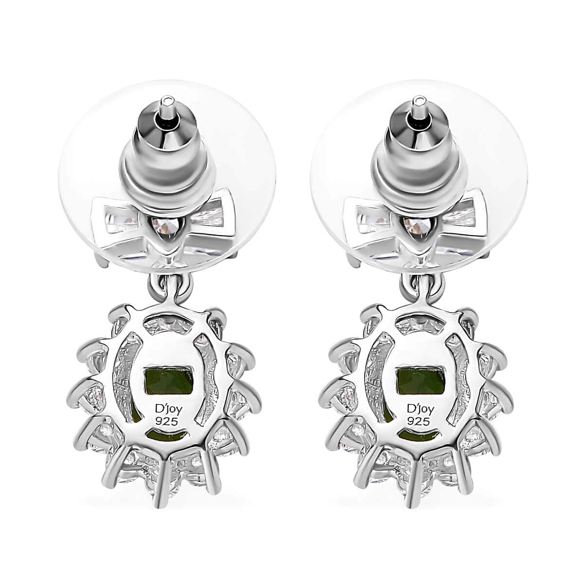 Chrome Diopside and White Zircon Sunburst Earrings in Platinum Over Sterling Silver 3.25 ctw image number 4