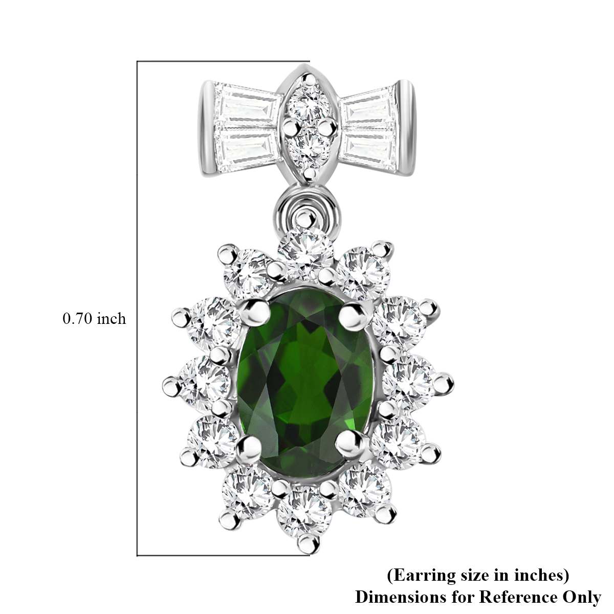 Chrome Diopside and White Zircon 3.25 ctw Sunburst Earrings in Platinum Over Sterling Silver