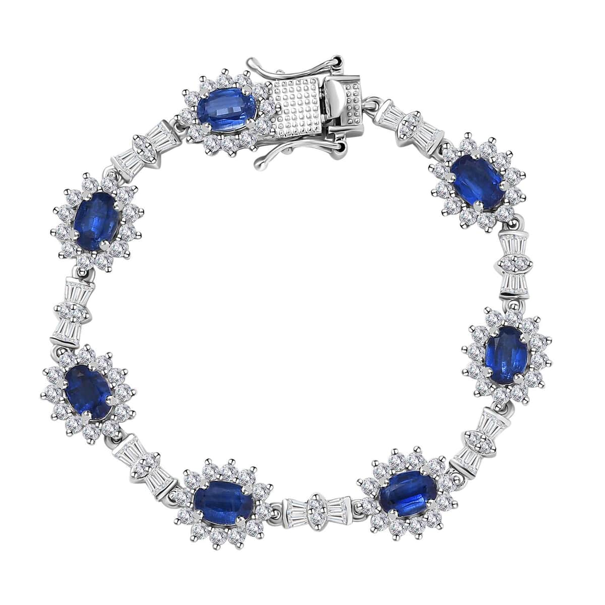 Kyanite and White Zircon Bracelet in Platinum Over Sterling Silver (6.50 In) 14.00 ctw image number 0