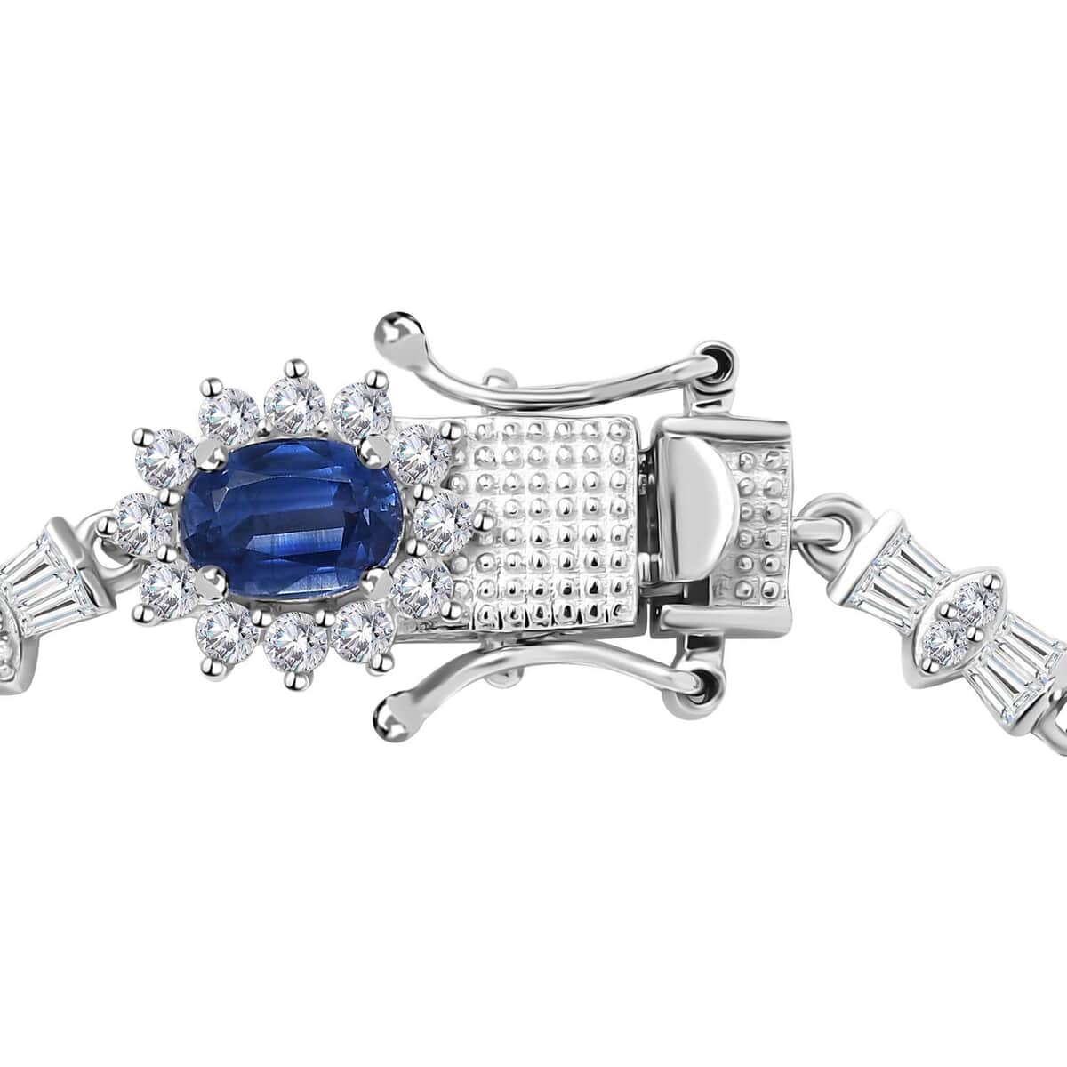 Kyanite and White Zircon Bracelet in Platinum Over Sterling Silver (6.50 In) 14.00 ctw image number 3