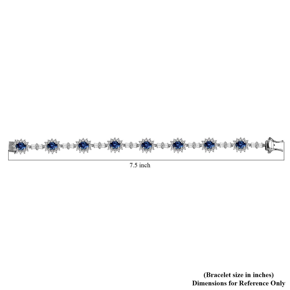 Kashmir Kyanite and White Zircon Sunburst Link Bracelet in Platinum Over Sterling Silver (7.25 In) 15.90 ctw image number 4