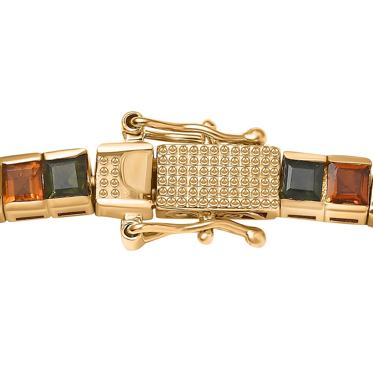 Princess Cut Multi-Tourmaline Tennis Necklace 18 Inches in Vermeil Yellow Gold Over Sterling Silver 22.40 ctw image number 4