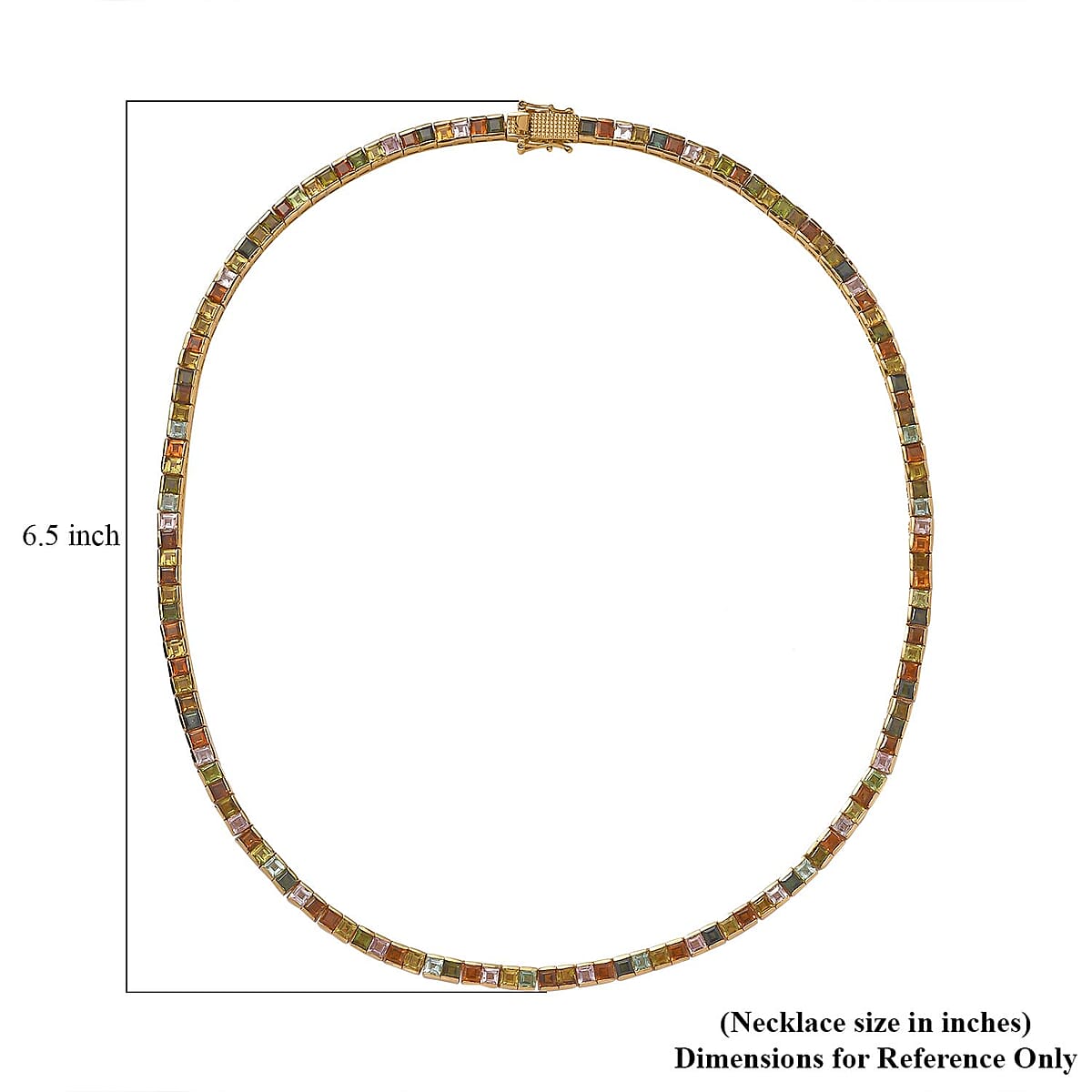 Princess Cut Multi-Tourmaline Tennis Necklace 18 Inches in Vermeil Yellow Gold Over Sterling Silver 22.40 ctw image number 5