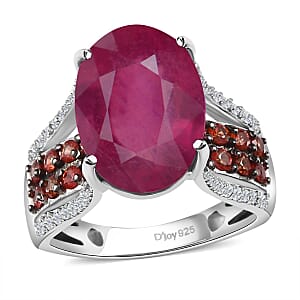 Niassa Ruby (FF) and Multi Gemstone Ring in Platinum Over Sterling Silver (Size 6.0) 10.65 ctw