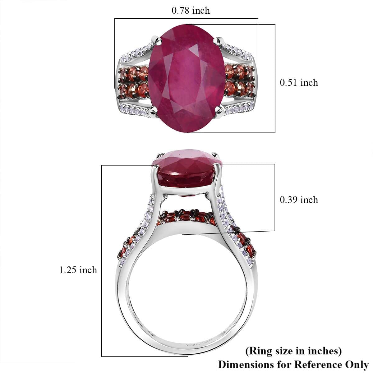 Niassa Ruby (FF) and Multi Gemstone 10.65 ctw Ring in Platinum Over Sterling Silver (Size 9.0) image number 5