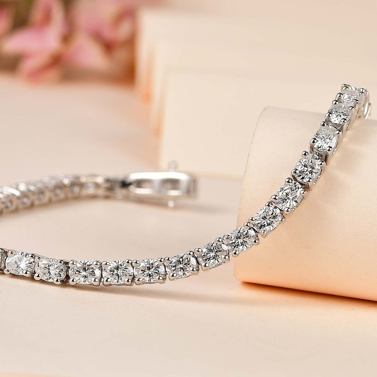 Moissanite Tennis Bracelet in Platinum Over Sterling Silver (6.50 In) 6.25 ctw image number 1