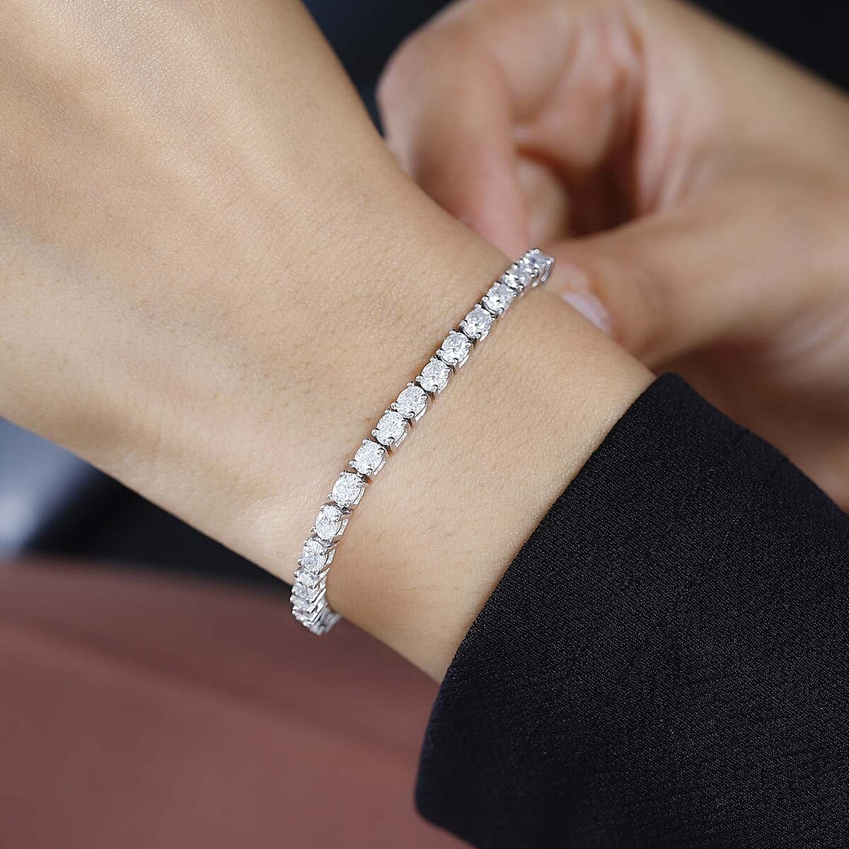 Moissanite Tennis Bracelet in Platinum Over Sterling Silver (6.50 In) 6.25 ctw image number 3