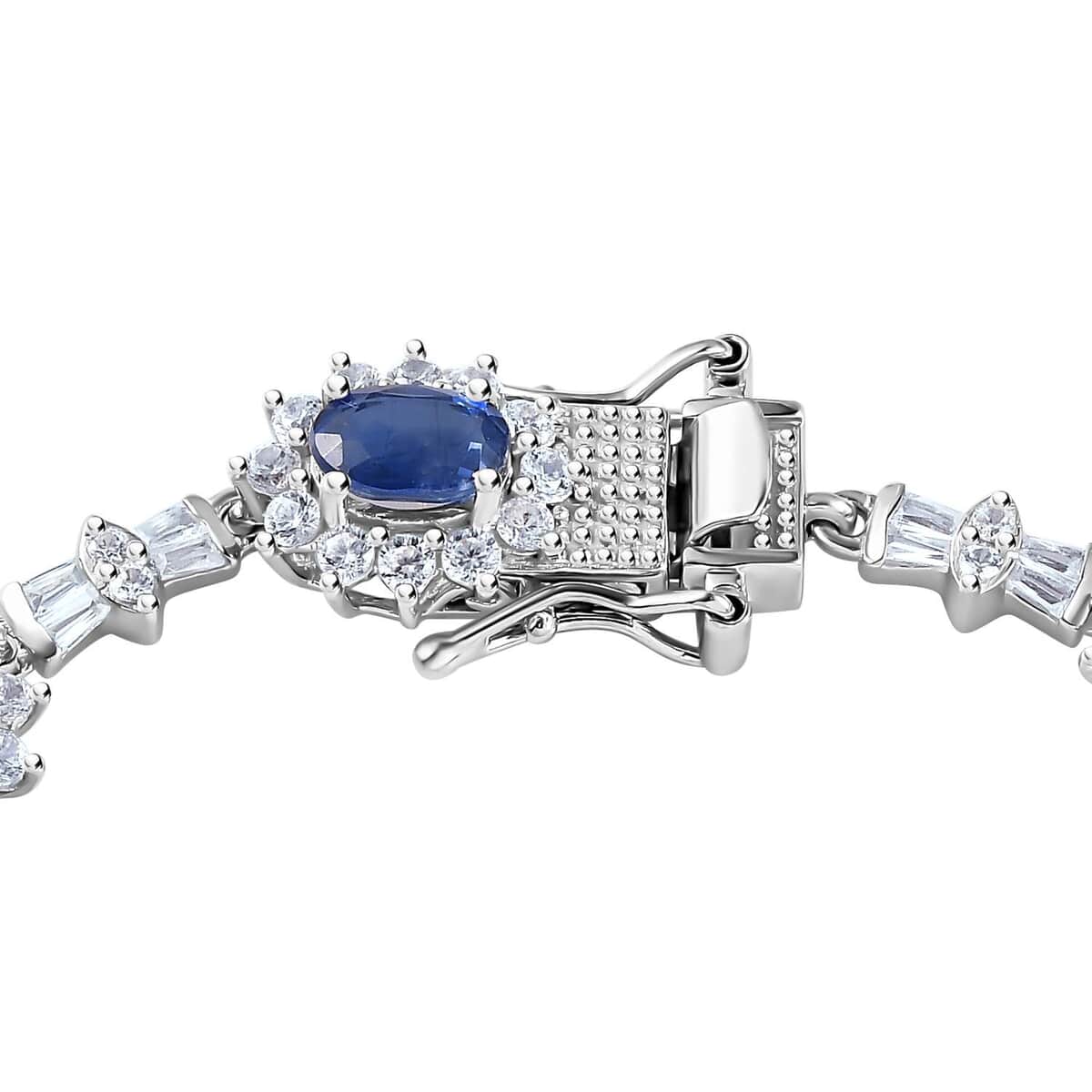 Kashmir Kyanite and White Zircon Sunburst Link Bracelet in Platinum Over Sterling Silver (8.00 In) 17.85 ctw image number 3