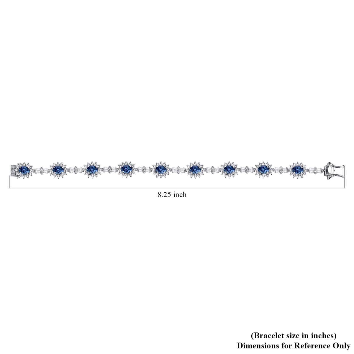 Kashmir Kyanite and White Zircon Sunburst Link Bracelet in Platinum Over Sterling Silver (8.00 In) 17.85 ctw image number 4