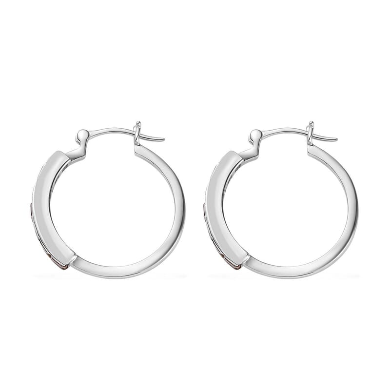 Princess Cut Multi-Tourmaline Hoop Earrings in Platinum Over Sterling Silver 2.25 ctw
