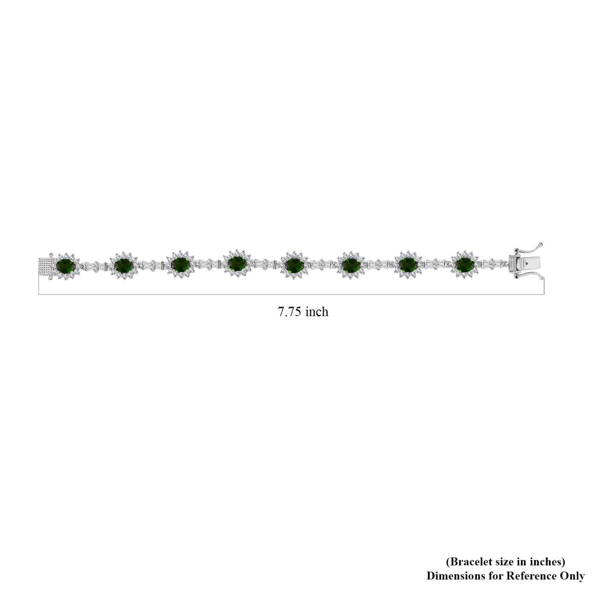 Chrome Diopside and White Zircon Sunburst Link Bracelet in Platinum Over Sterling Silver (7.25 In) 13.10 ctw image number 4