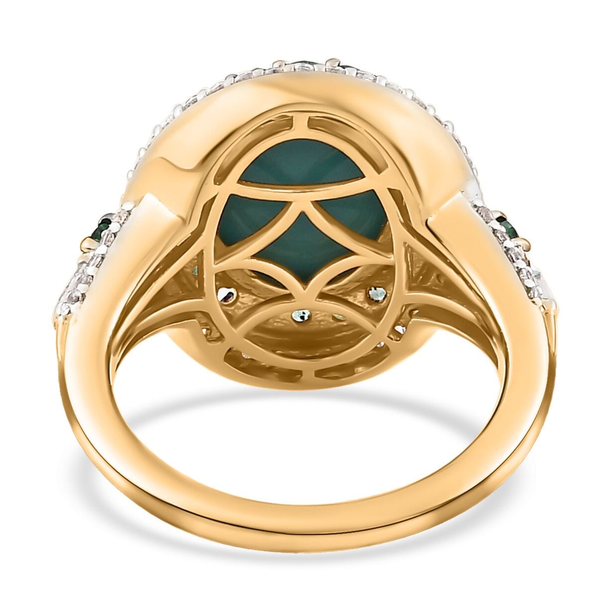TLV Premium Sleeping Beauty Turquoise, Multi Gemstone Double Halo Ring in Vermeil YG Over Sterling Silver (Size 10.0) 4.50 ctw image number 4