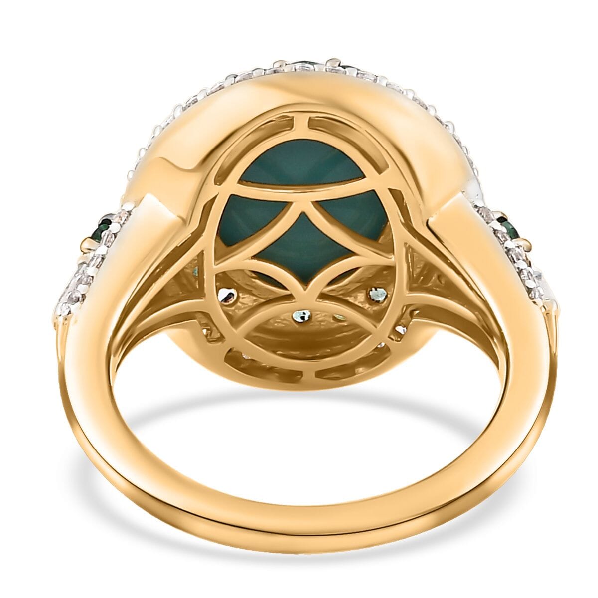 Premium Sleeping Beauty Turquoise and Multi Gemstone Double Halo Ring in Vermeil Yellow Gold Over Sterling Silver (Size 7.0) 4.50 ctw image number 4