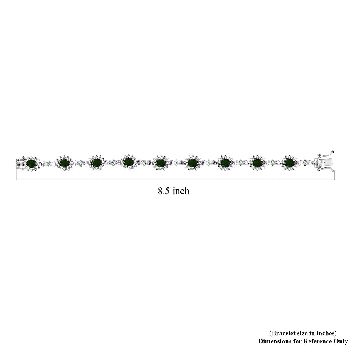 Chrome Diopside and White Zircon Sunburst Link Bracelet in Platinum Over Sterling Silver (8.00 In) 14.65 ctw image number 4