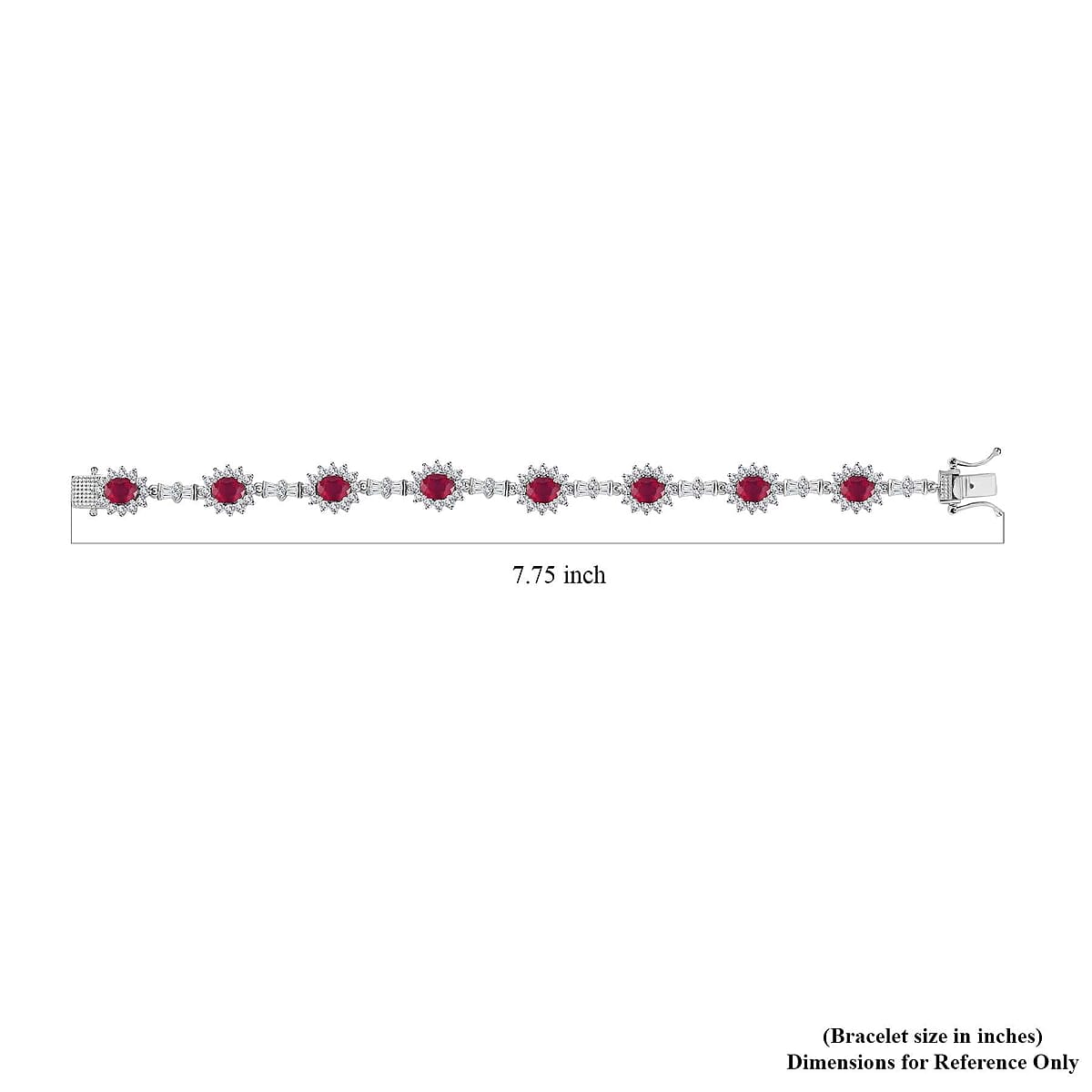 Niassa Ruby (FF) and White Zircon Sunburst Link Bracelet in Platinum Over Sterling Silver (7.25 In) 16.65 ctw image number 4