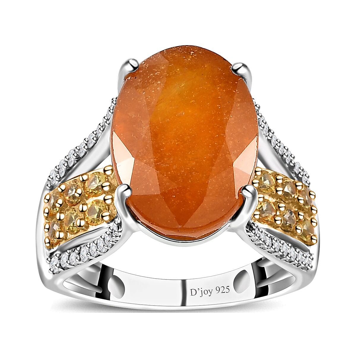 Yellow Sapphire (FF), Multi Gemstone Ring in Vermeil Yellow Gold and Platinum Over Sterling Silver (Size 10.0) 12.15 ctw image number 0