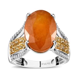 Yellow Sapphire (FF), Multi Gemstone Ring in Vermeil Yellow Gold and Platinum Over Sterling Silver (Size 10.0) 12.15 ctw