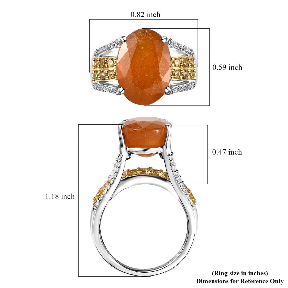 Yellow Sapphire (FF) and Multi Gemstone 12.15 ctw Ring in Vermeil Yellow Gold and Platinum Over Sterling Silver (Size 7.0) image number 5