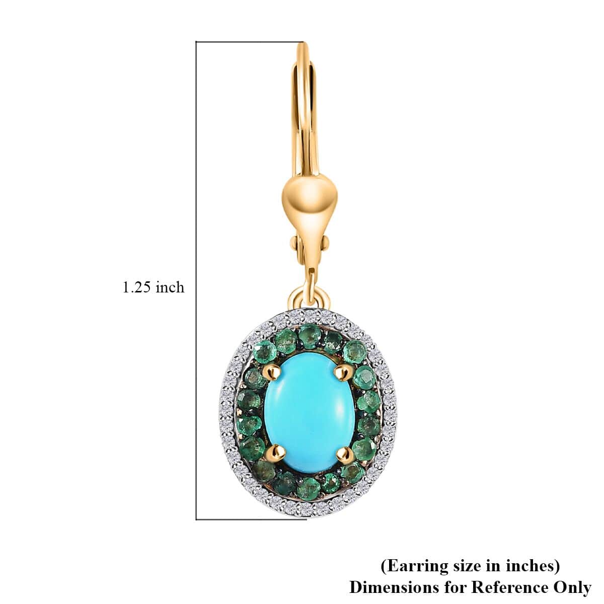 TLV Premium Sleeping Beauty Turquoise, Multi Gemstone Lever Back Earrings in Vermeil YG Over Sterling Silver 3.35 ctw image number 5