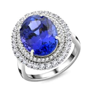 Certified & Appraised Rhapsody 950 Platinum AAAA Tanzanite and E-F VS Diamond Ring (Size 10.0) 8.55 Grams 8.25 ctw With Free Tanzanite Book 