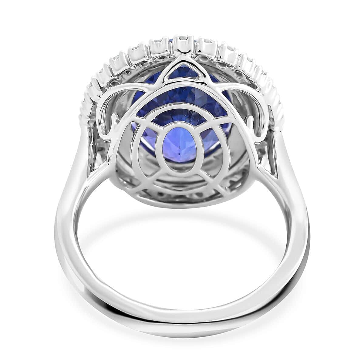 Certified & Appraised Rhapsody 950 Platinum AAAA Tanzanite and E-F VS Diamond Ring (Size 7.0) 8.55 Grams 8.25 ctw image number 4