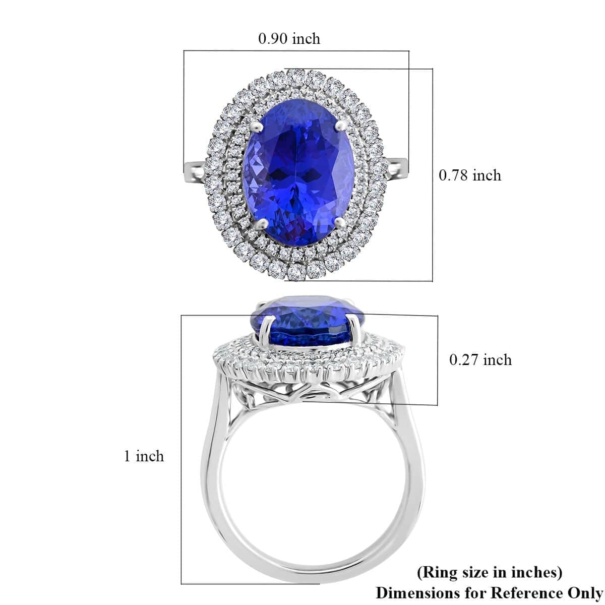 Certified & Appraised Rhapsody 950 Platinum AAAA Tanzanite and E-F VS Diamond Ring (Size 9.0) 8.55 Grams 8.25 ctw image number 5