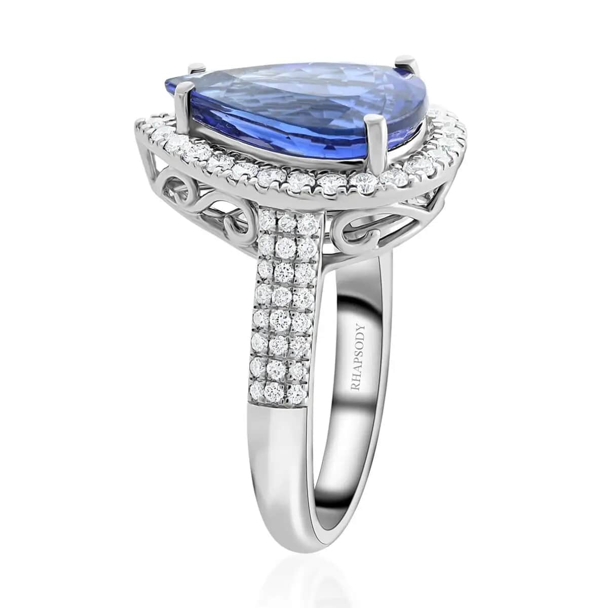 Doorbuster Certified & Appraised Rhapsody 950 Platinum AAAA Tanzanite, Diamond (E-F, VS) (0.59 cts) Ring (Size 10.0) (8.10 g) 6.10 ctw image number 3