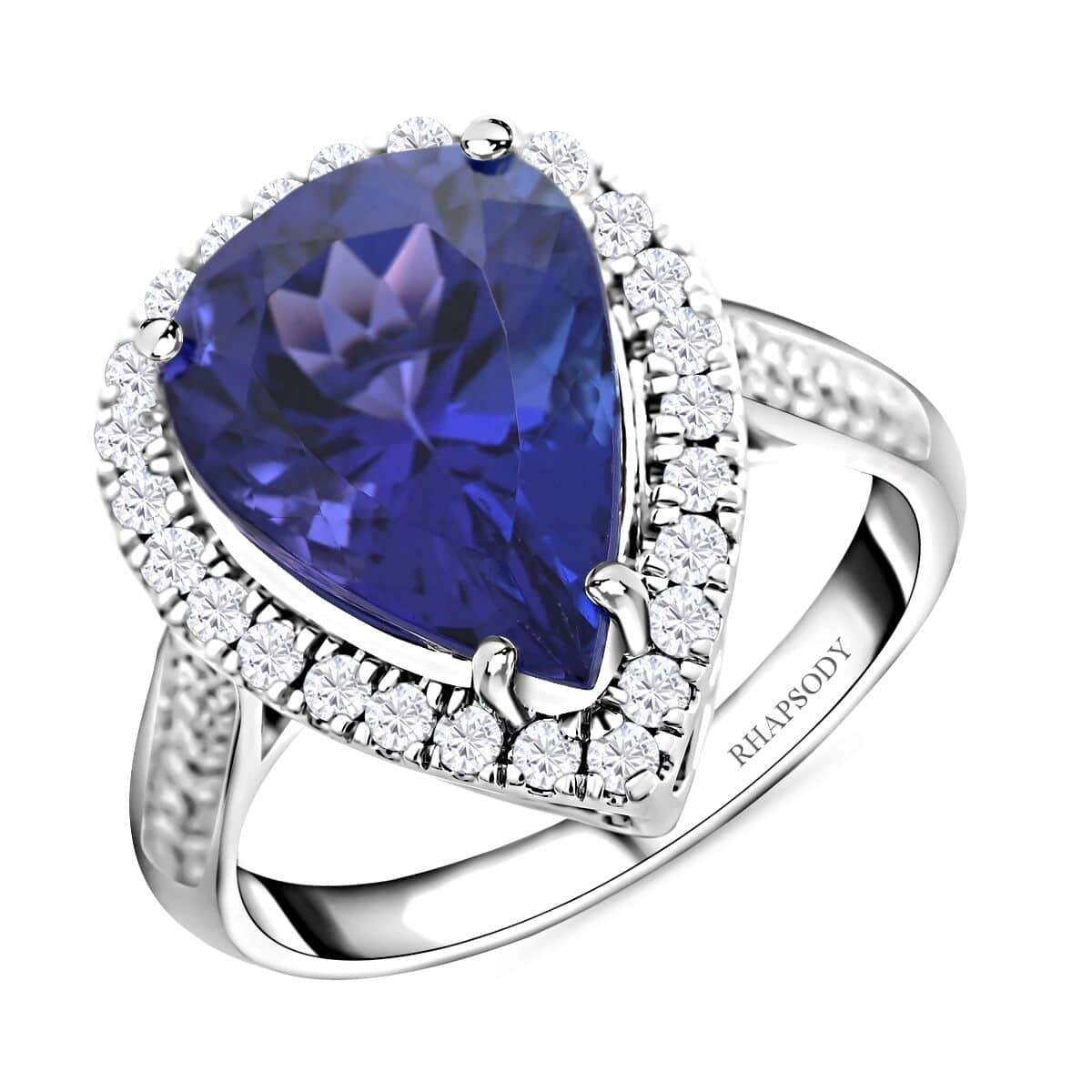 One Of A Kind Certified & Appraised Rhapsody 950 Platinum AAAA Tanzanite and E-F VS Diamond Ring (Size 6.0) 8.10 Grams 6.10 ctw image number 0
