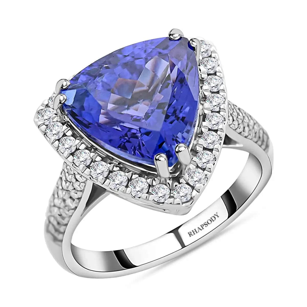 Certified & Appraised Rhapsody 950 Platinum AAAA Tanzanite and E-F VS Diamond Ring (Size 10.0) 8.60 Grams 6.25 ctw image number 0