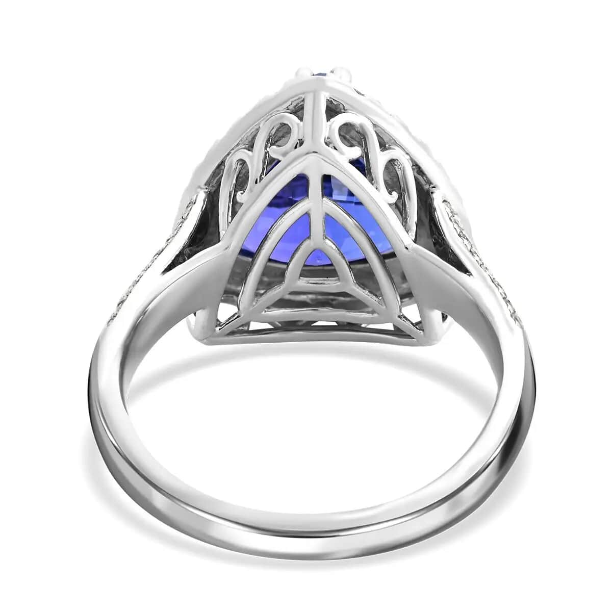 Certified & Appraised Rhapsody 950 Platinum AAAA Tanzanite and E-F VS Diamond Ring (Size 10.0) 8.60 Grams 6.25 ctw image number 4