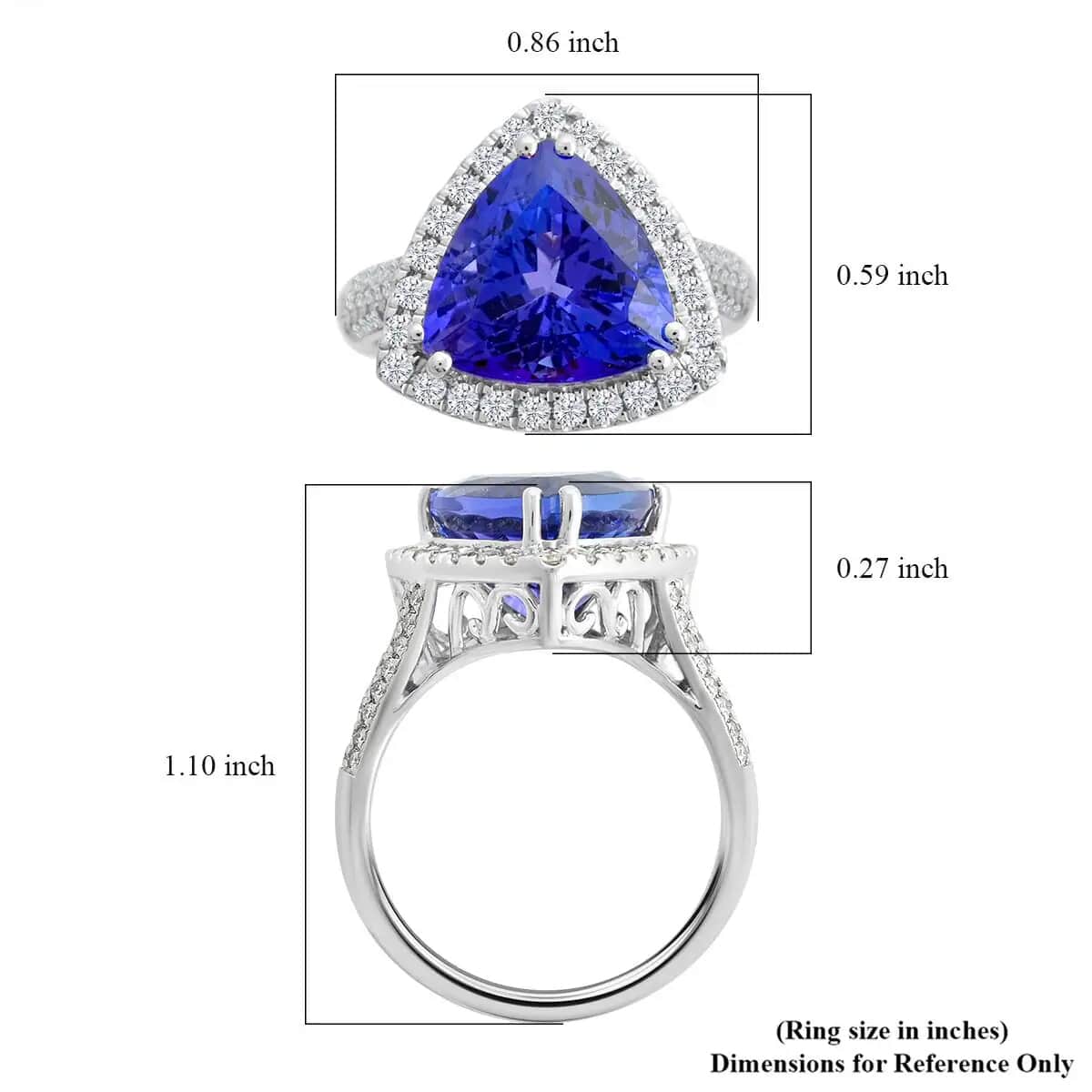 Certified & Appraised Rhapsody 950 Platinum AAAA Tanzanite and E-F VS Diamond Ring (Size 10.0) 8.60 Grams 6.25 ctw image number 5