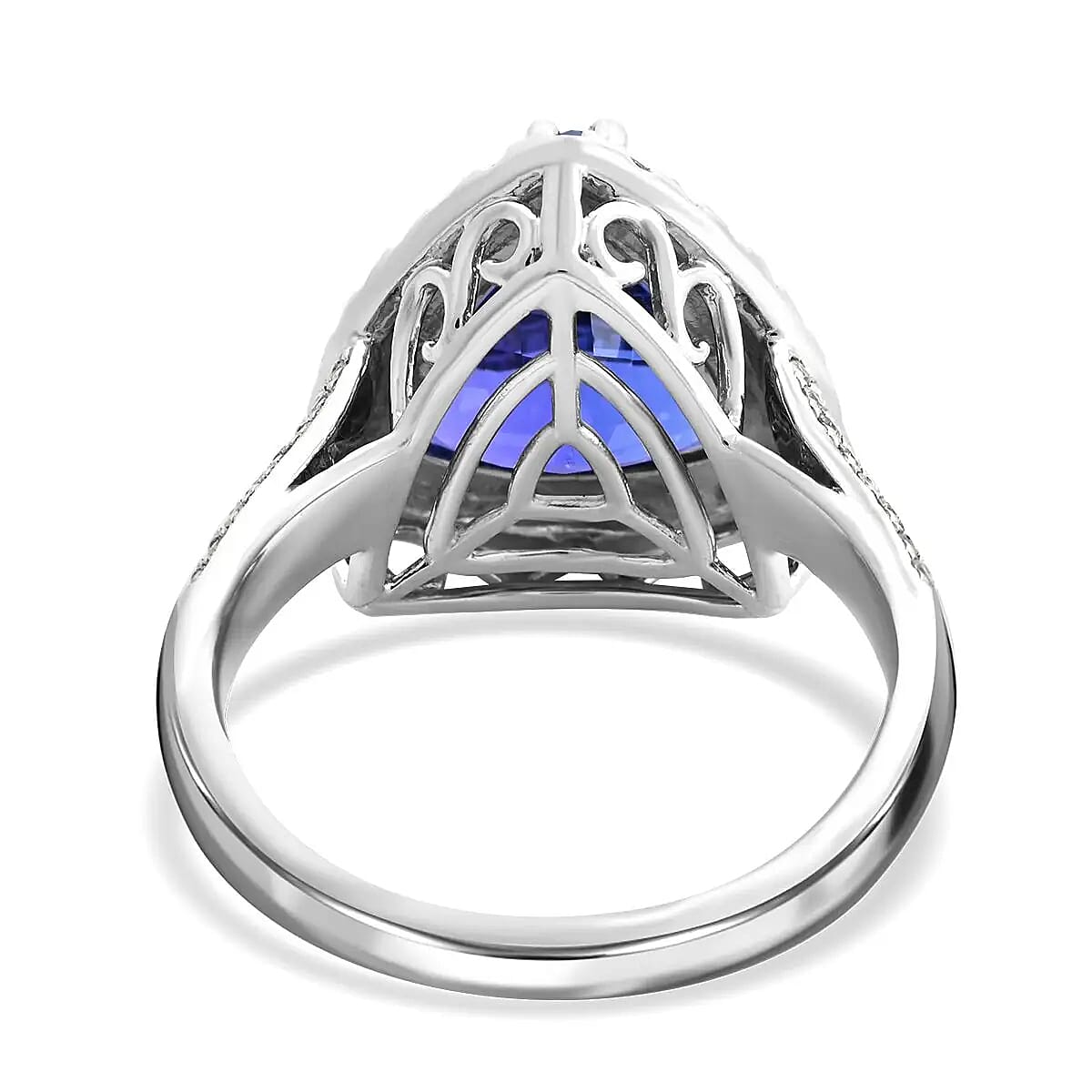 Certified & Appraised Rhapsody 950 Platinum AAAA Tanzanite and E-F VS Diamond Ring (Size 7.0) 8.60 Grams 6.25 ctw image number 4
