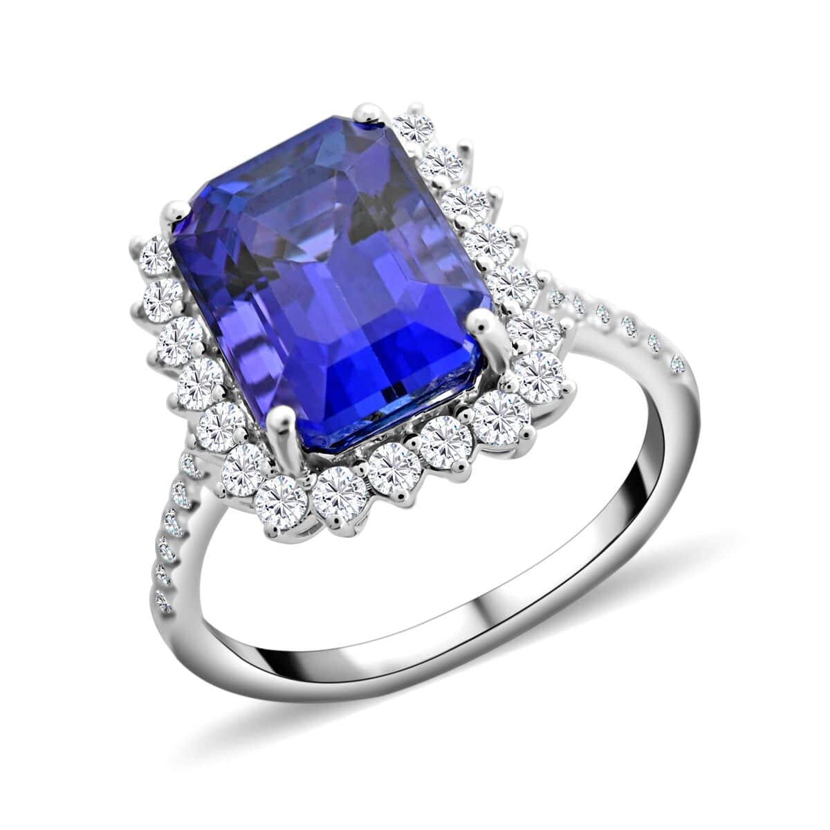 Certified & Appraised Rhapsody 950 Platinum AAAA Tanzanite and E-F VS Diamond Ring (Size 6.0) 7.25 Grams 7.50 ctw image number 0