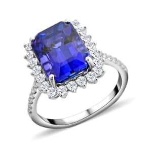 Certified & Appraised Rhapsody 950 Platinum AAAA Tanzanite and E-F VS Diamond Ring (Size 6.0) 7.25 Grams 7.50 ctw