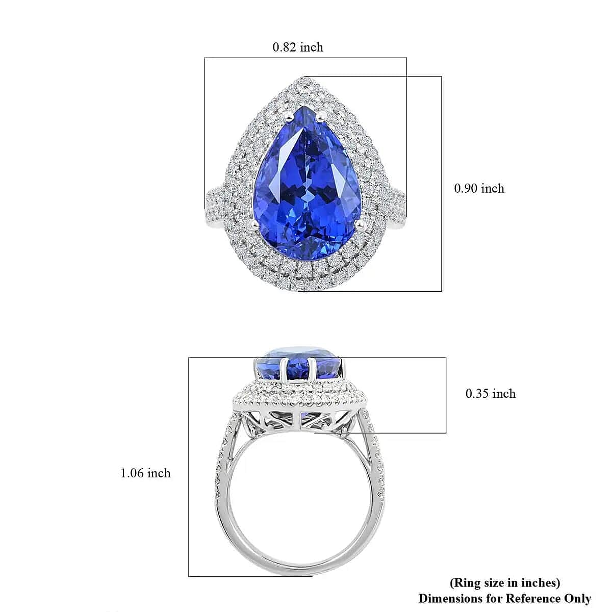 Rhapsody Certified & Appraised AAAA Tanzanite Double Halo Ring,  E-F VS Diamond Accent Ring, 950 Platinum Ring, Tanzanite Jewelry, Rings For Her 9.10 Grams 5.10 ctw (Size 10)