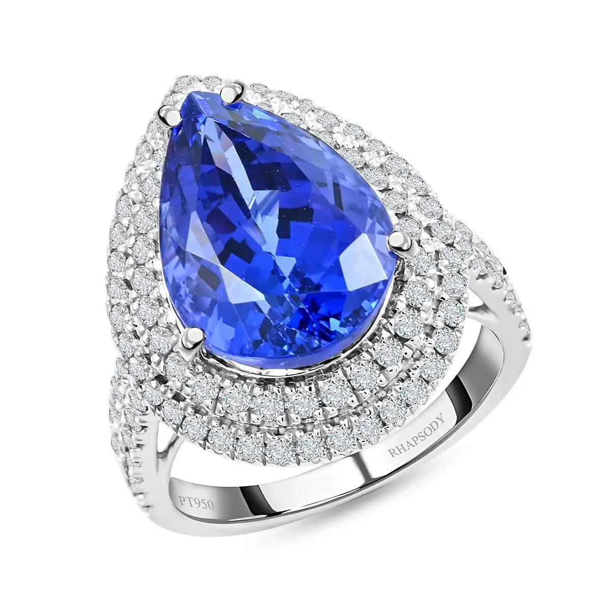 Rhapsody Certified & Appraised AAAA Tanzanite and E-F VS Diamond 5.10 ctw Ring, 950 Platinum Ring, Tanzanite Jewelry, Rings For Her 9.10 Grams (Size 7.0) image number 0