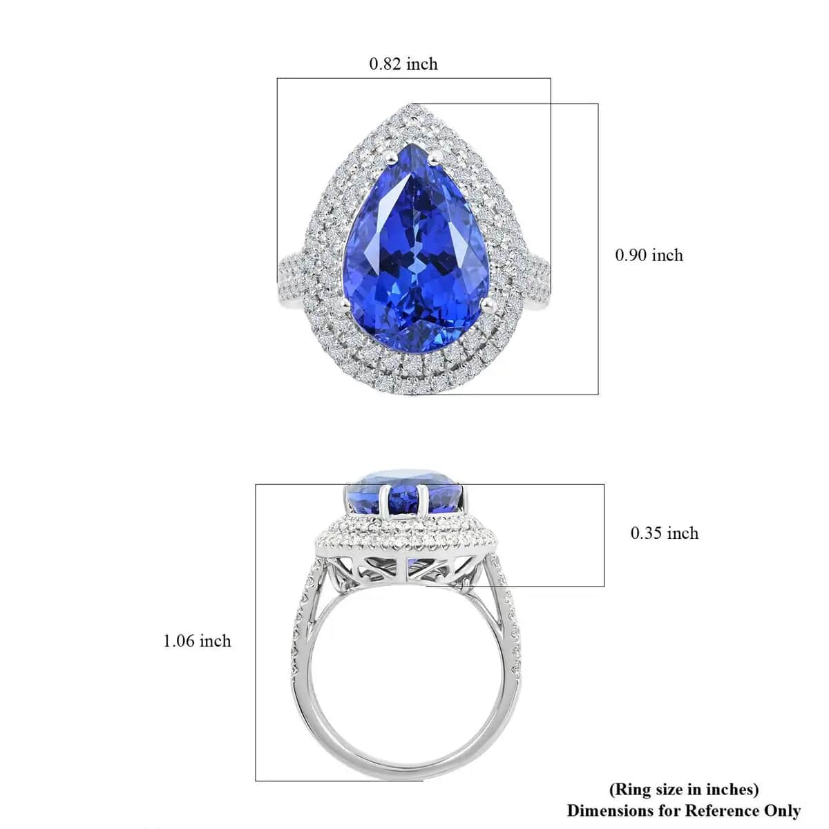 Rhapsody Certified & Appraised AAAA Tanzanite and E-F VS Diamond 5.10 ctw Ring, 950 Platinum Ring, Tanzanite Jewelry, Rings For Her 9.10 Grams (Size 7.0) image number 5