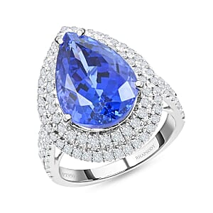 Certified & Appraised Rhapsody AAAA Tanzanite and E-F VS Diamond 5.10 ctw Ring in 950 Platinum (Size 8.0) 9.10 Grams