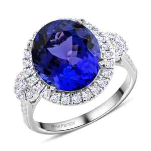 Certified & Appraised Rhapsody 950 Platinum AAAA Tanzanite and E-F VS Diamond Ring (Size 10.0) 7.35 ctw