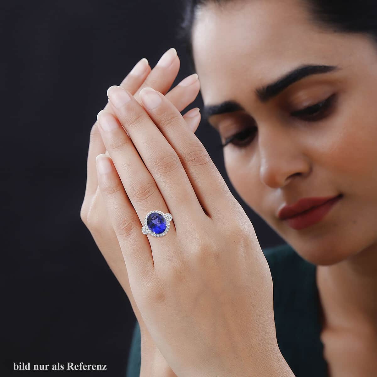 Doorbuster Certified & Appraised Rhapsody 950 Platinum AAAA Tanzanite and E-F VS Diamond Ring 7.35 ctw image number 2