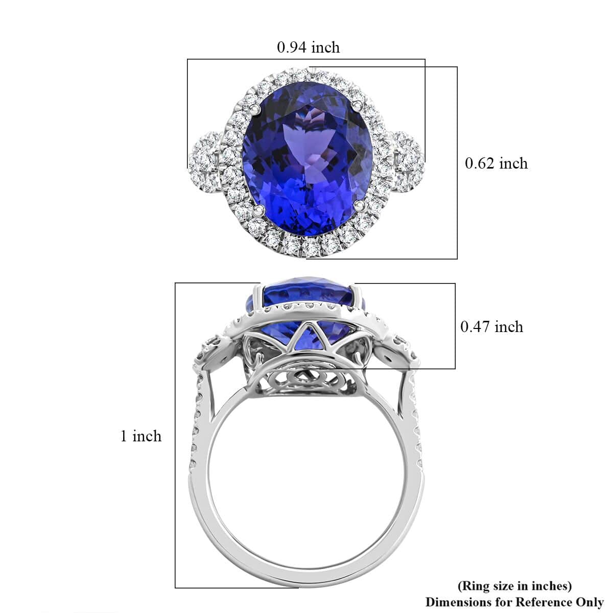 Certified & Appraised Rhapsody 950 Platinum AAAA Tanzanite and E-F VS Diamond Ring (Size 10.0) 7.35 ctw image number 5