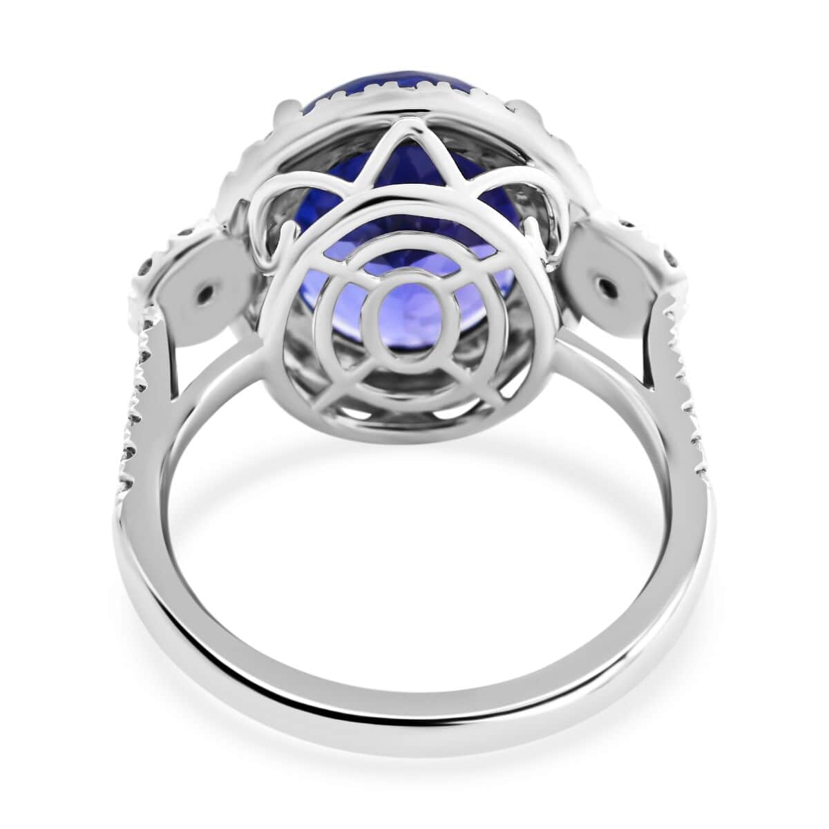 Certified & Appraised Rhapsody 950 Platinum AAAA Tanzanite and E-F VS Diamond Ring (Size 6.0) 7.35 ctw image number 4