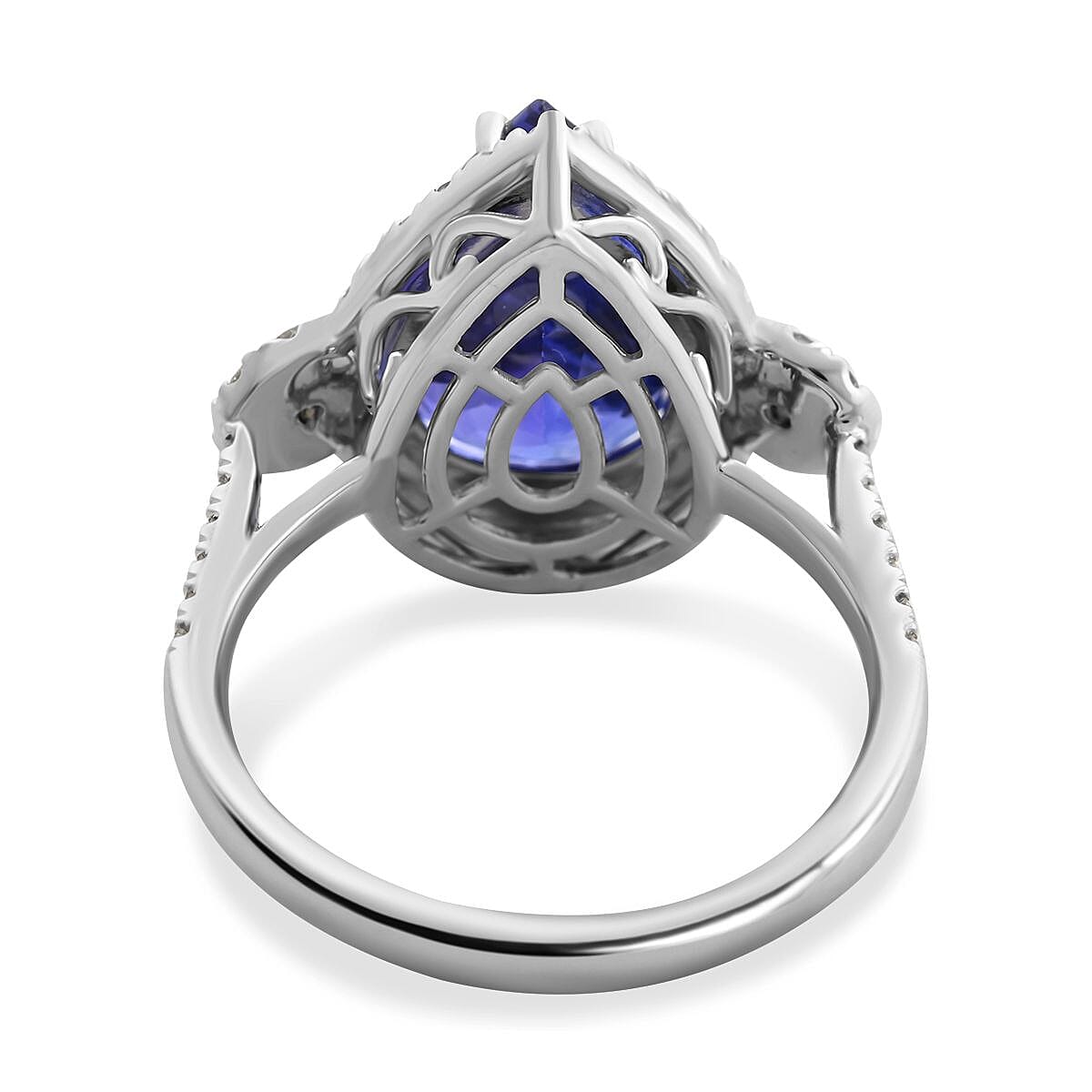 Certified & Appraised Rhapsody 950 Platinum AAAA Tanzanite and E-F VS Diamond Ring (Size 6.0) 8.65 Grams 7.50 ctw image number 4