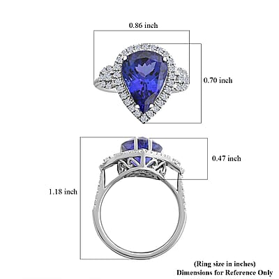 Certified & Appraised Rhapsody 950 Platinum AAAA Tanzanite and E-F VS Diamond Ring (Size 9.0) 8.65 Grams 7.50 ctw