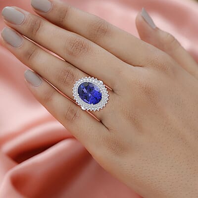 Certified & Appraised Rhapsody AAAA Tanzanite and E-F VS Diamond 12.00 ctw Ring in 950 Platinum (Size 6.0) 11.50 Grams