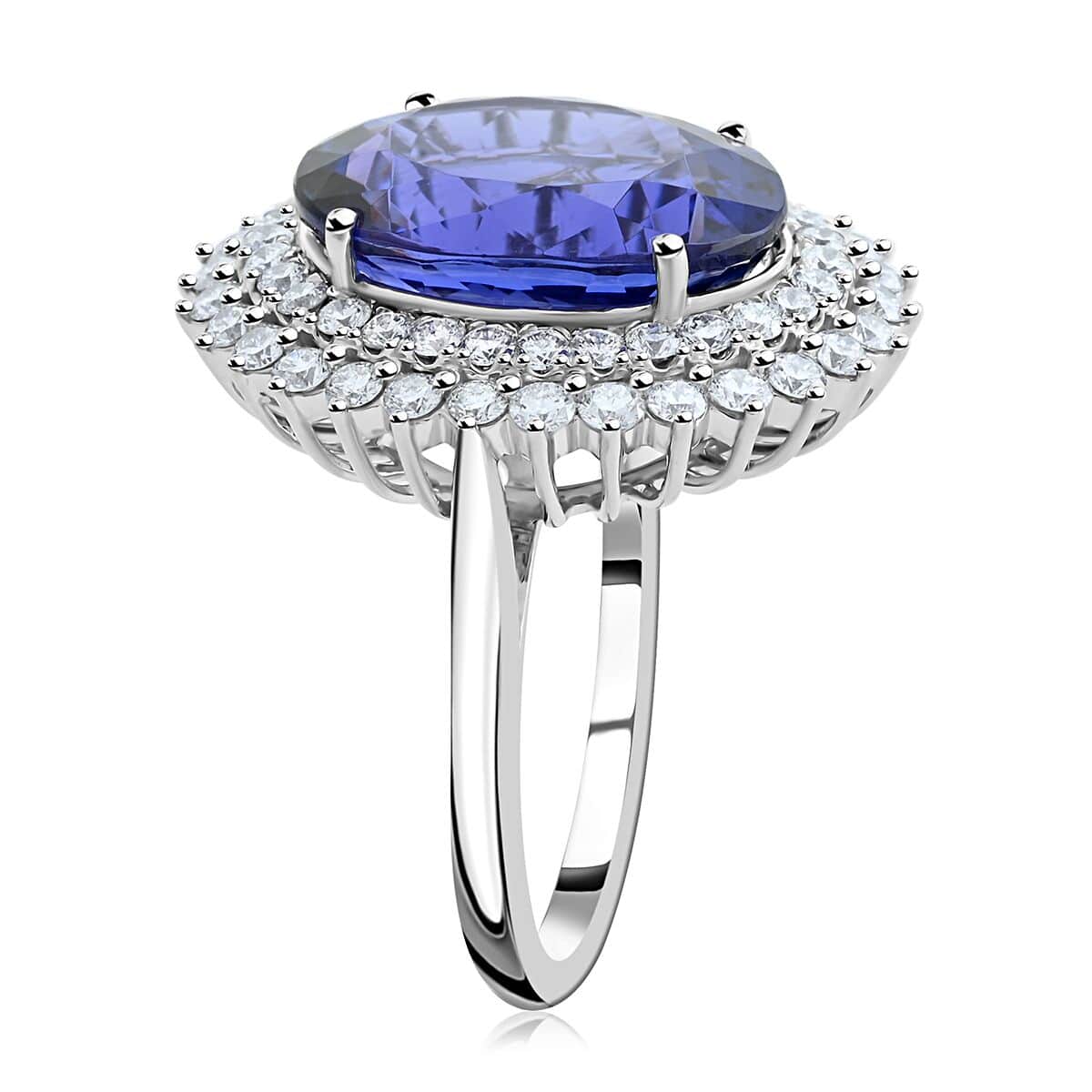 Certified & Appraised Rhapsody AAAA Tanzanite and E-F VS Diamond 12.00 ctw Ring in 950 Platinum (Size 6.0) 11.50 Grams image number 3