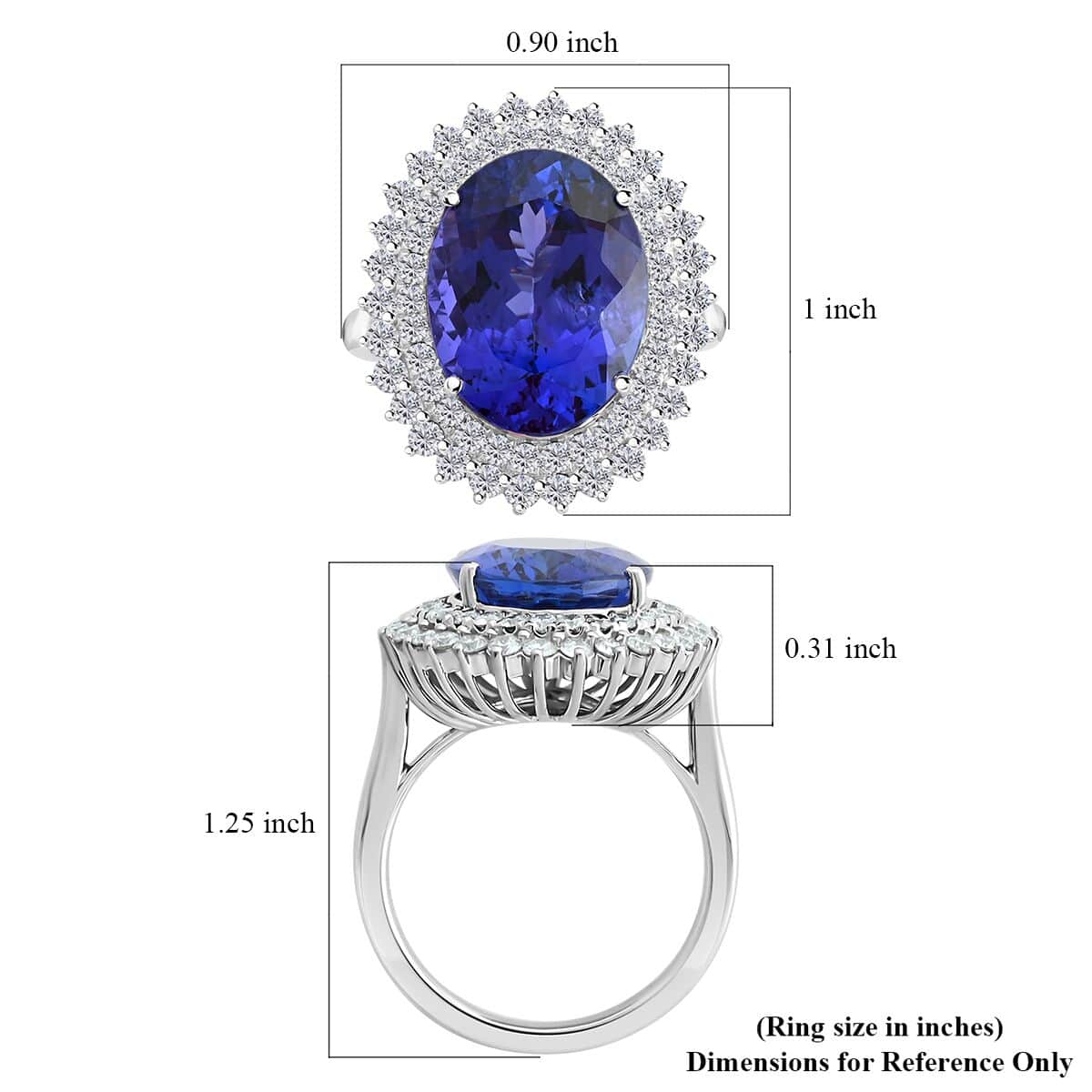 Certified & Appraised Rhapsody AAAA Tanzanite and E-F VS Diamond 12.00 ctw Ring in 950 Platinum (Size 6.0) 11.50 Grams image number 5