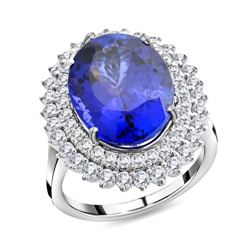 Certified & Appraised Rhapsody AAAA Tanzanite and E-F VS Diamond 12.00 ctw Ring in 950 Platinum (Size 7.0) 11.50 Grams